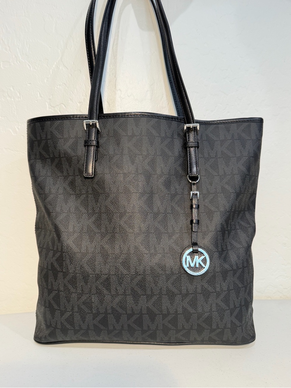 Michael Kors Jet Set Travel Tote Bag – Black MK Signature Monogram